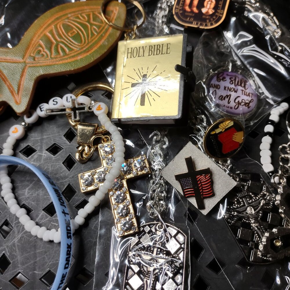 Lot Of Catholic And Cross Themed Jewelry And Accessories CDK12